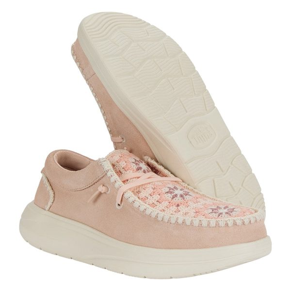 Wendy Comf Suede Crochet - Pale Pink/Multi