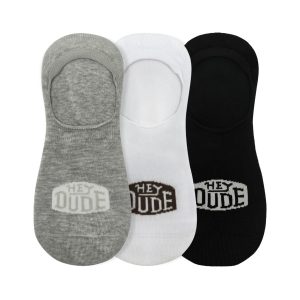 HEYDUDE No Show Sock 3 Pack - Multi Grey/White/Black